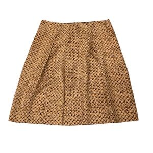 Banana Republic Pure Silk Skirt Sz 6 Yellow Lined Pleated Y2K Patterned Retro